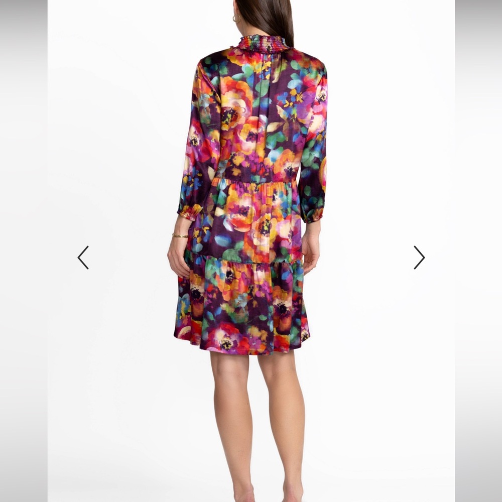 New Johnny Was 100% Silk SMOCKED NECK FIELD DRESS - Picture 12 of 16
